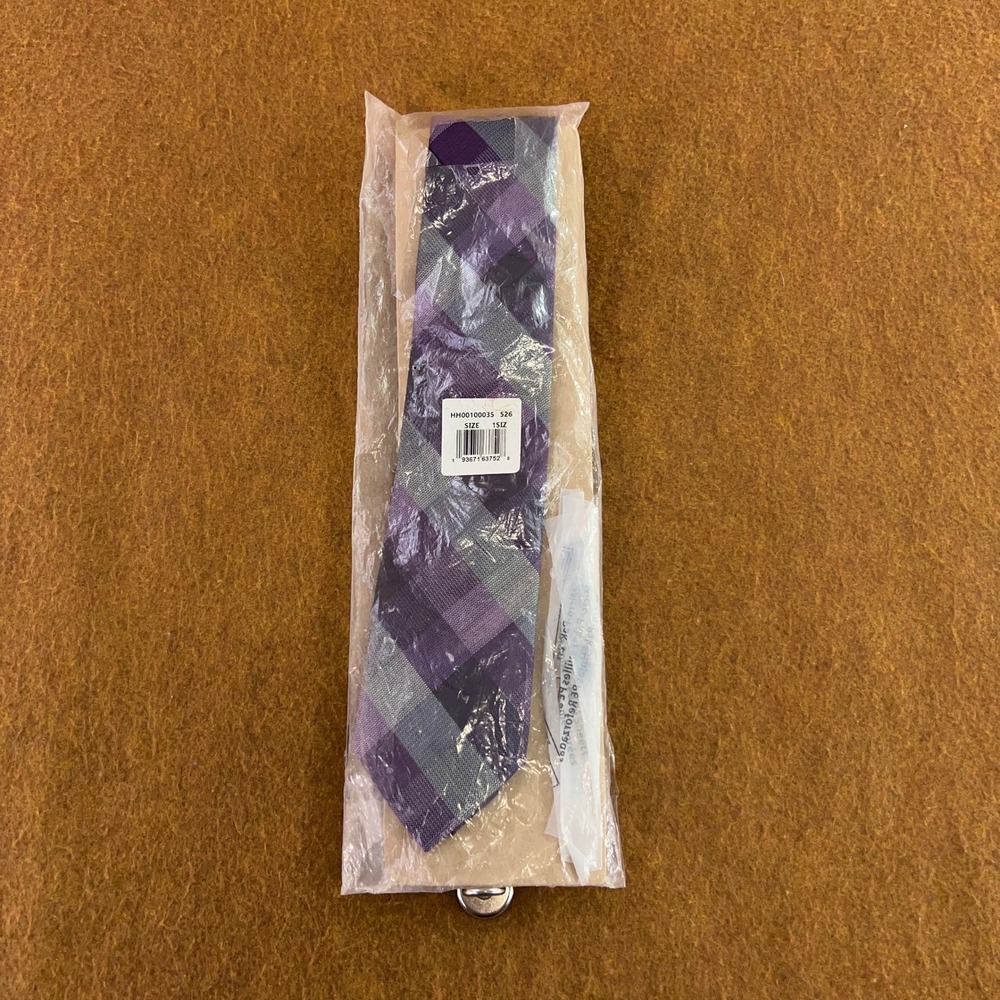 Unbranded Mens OS Purple Plaid Textured Formal Necktie NWT